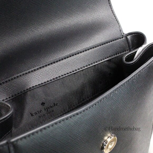 NEW Kate Spade Madison Black Leather Medium Flap Backpack Book School Purse main image 6